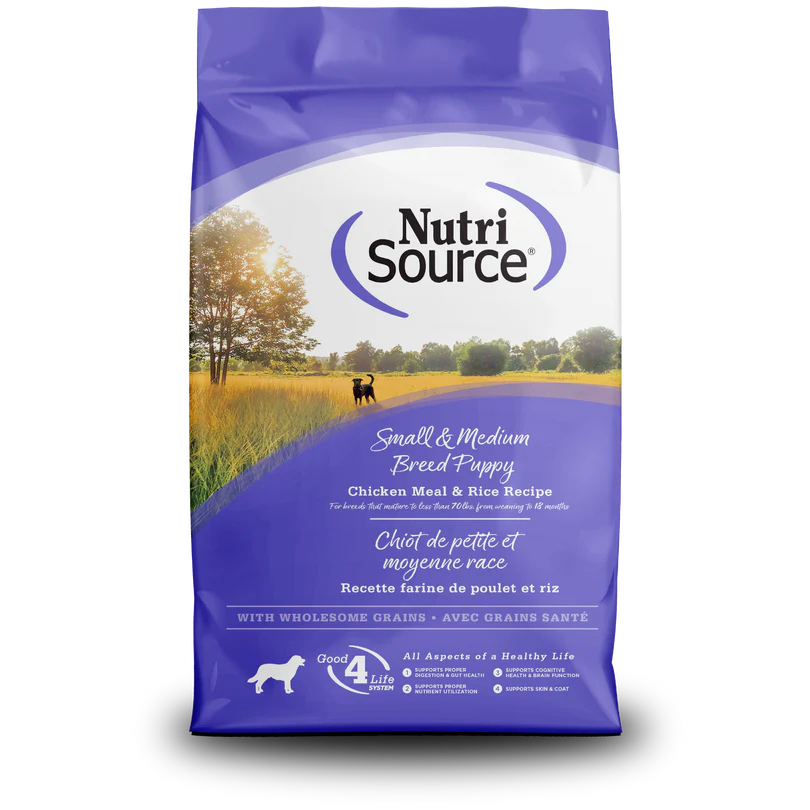 NutriSource Small & Medium Breed Puppy Chicken Meal & Rice Recipe 8/4 LB